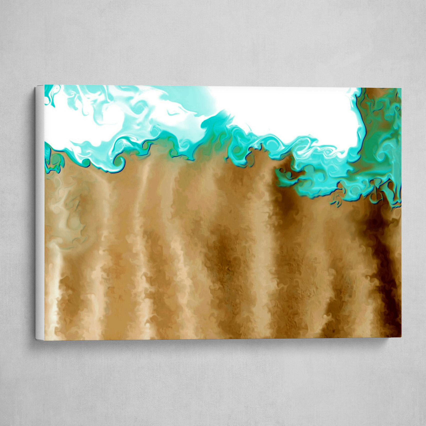 Blue and White fluid pour Beach abstract art 4