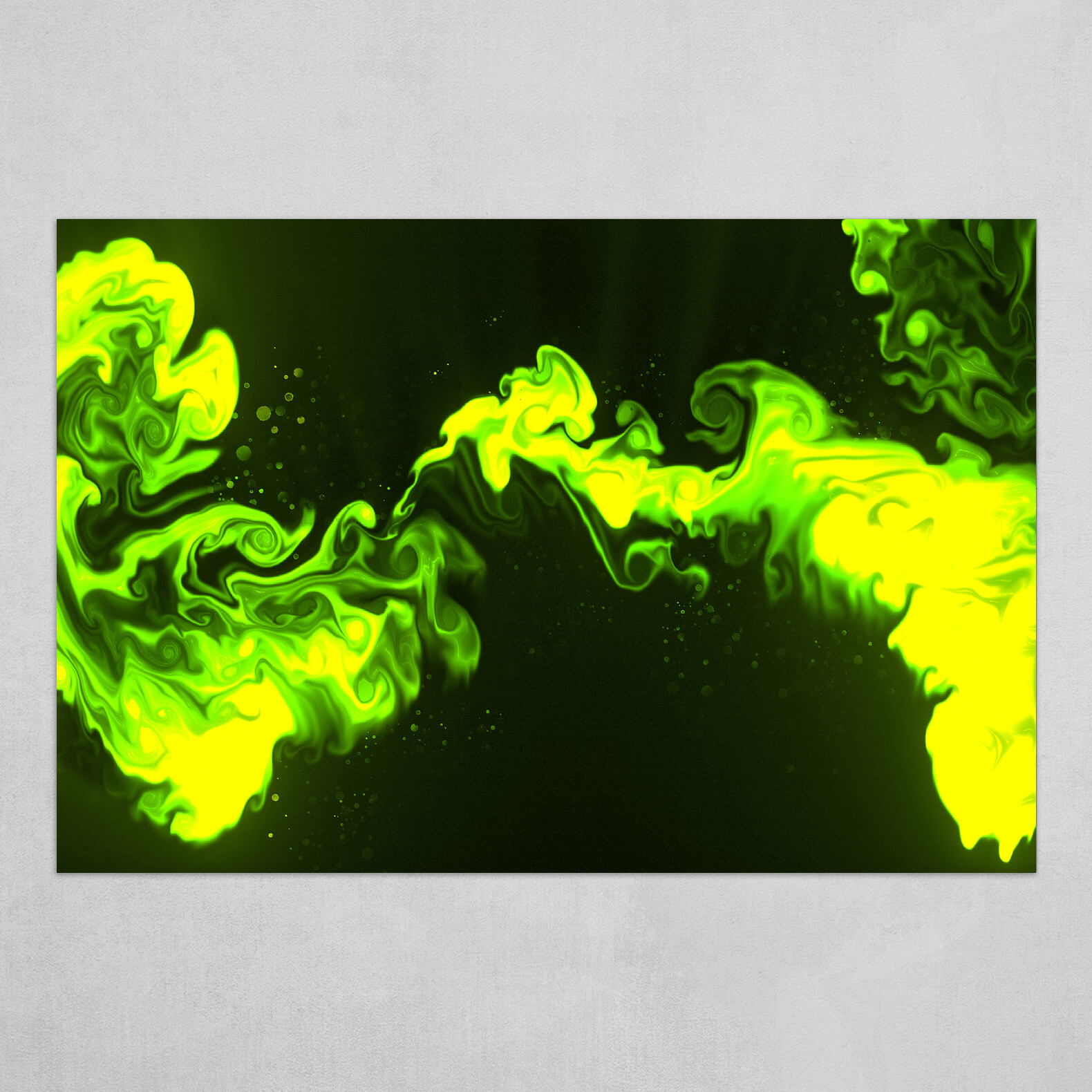 Green and Black fluid pour abstract art 1