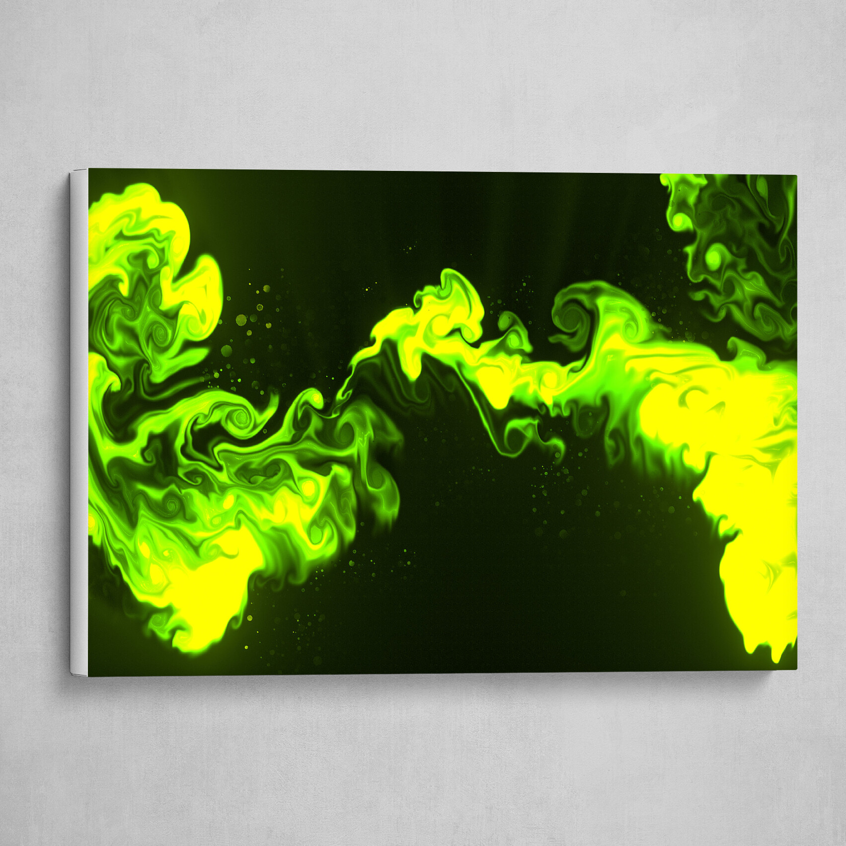 Green and Black fluid pour abstract art 1
