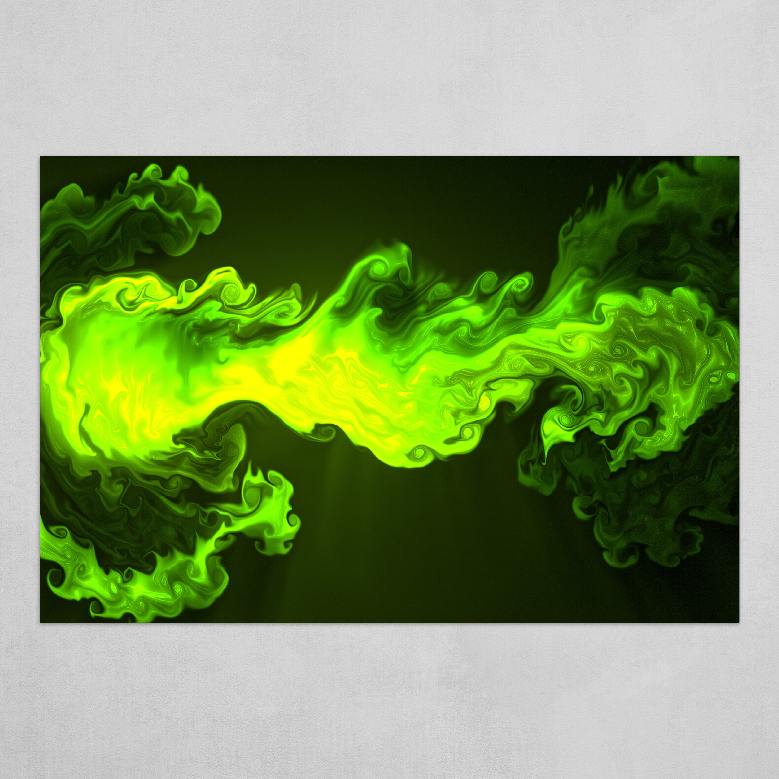Green and Black fluid pour abstract art 3
