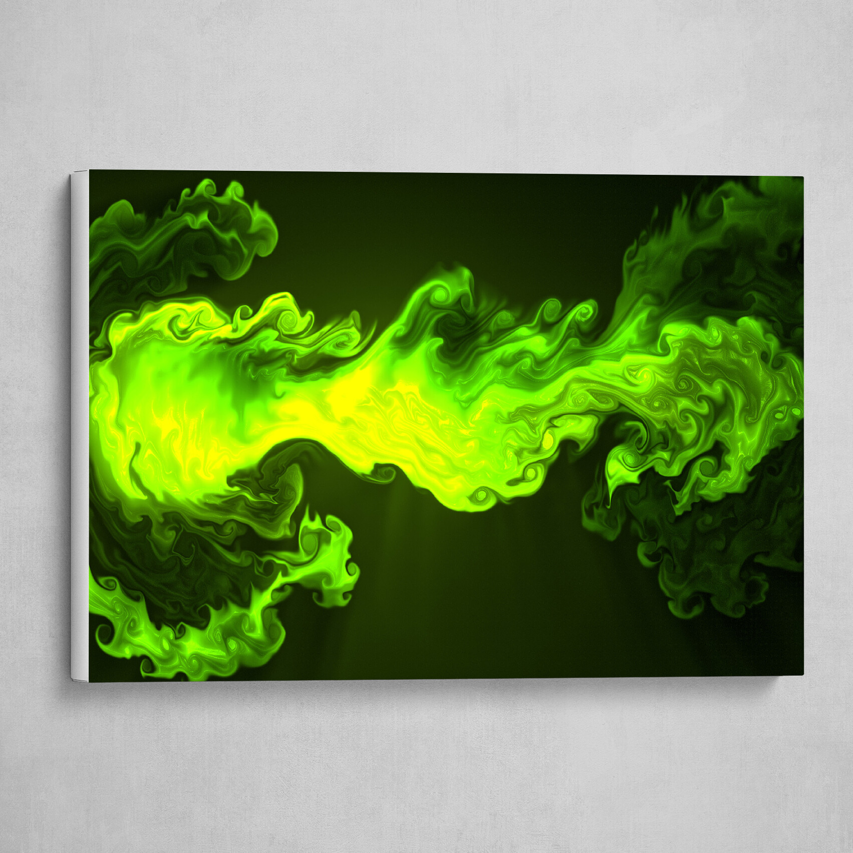 Green and Black fluid pour abstract art 3