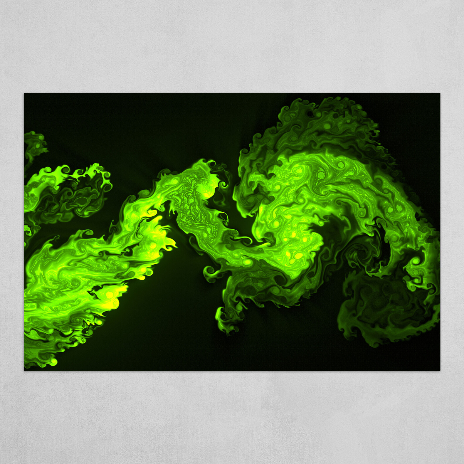 Green and Black fluid pour abstract art 5