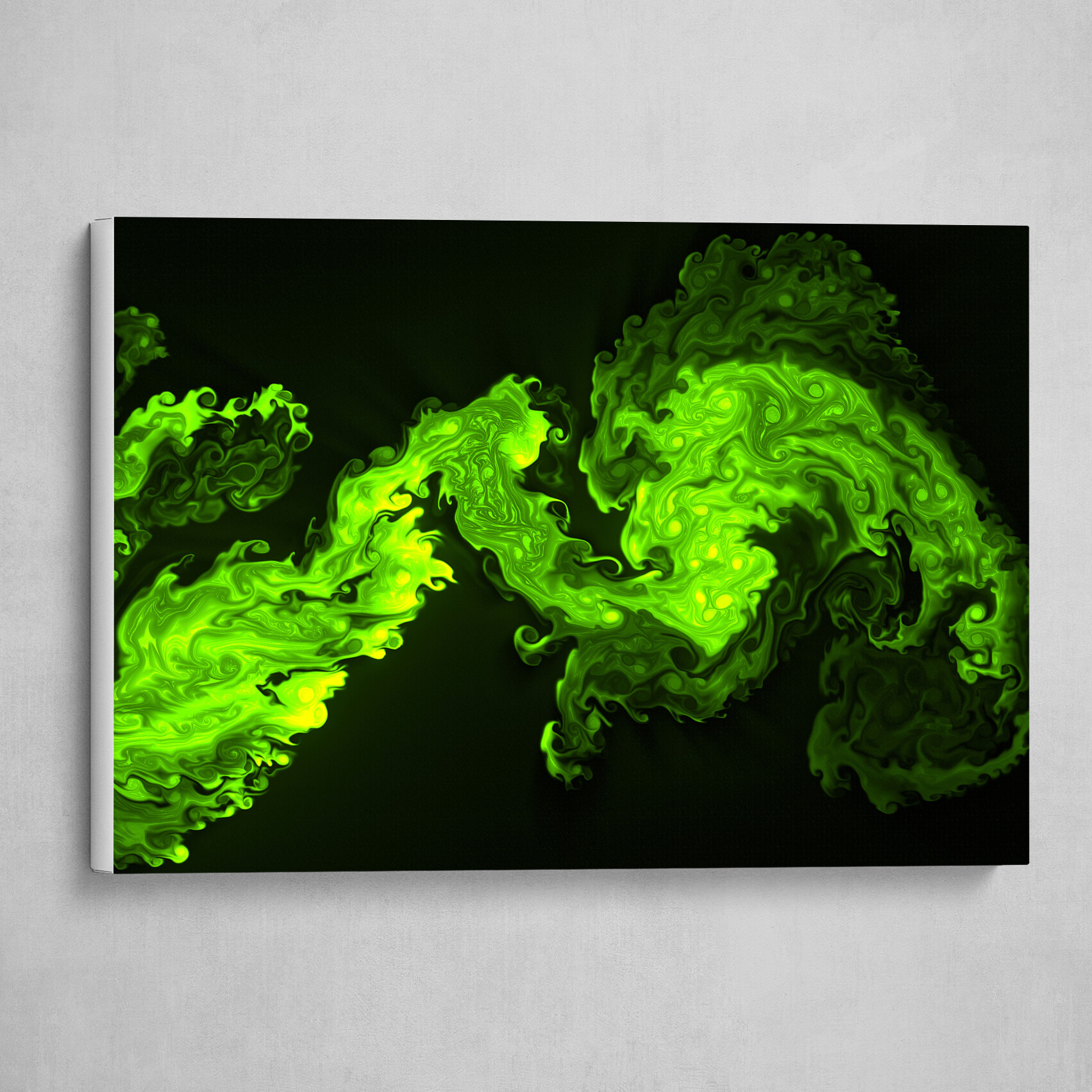 Green and Black fluid pour abstract art 5