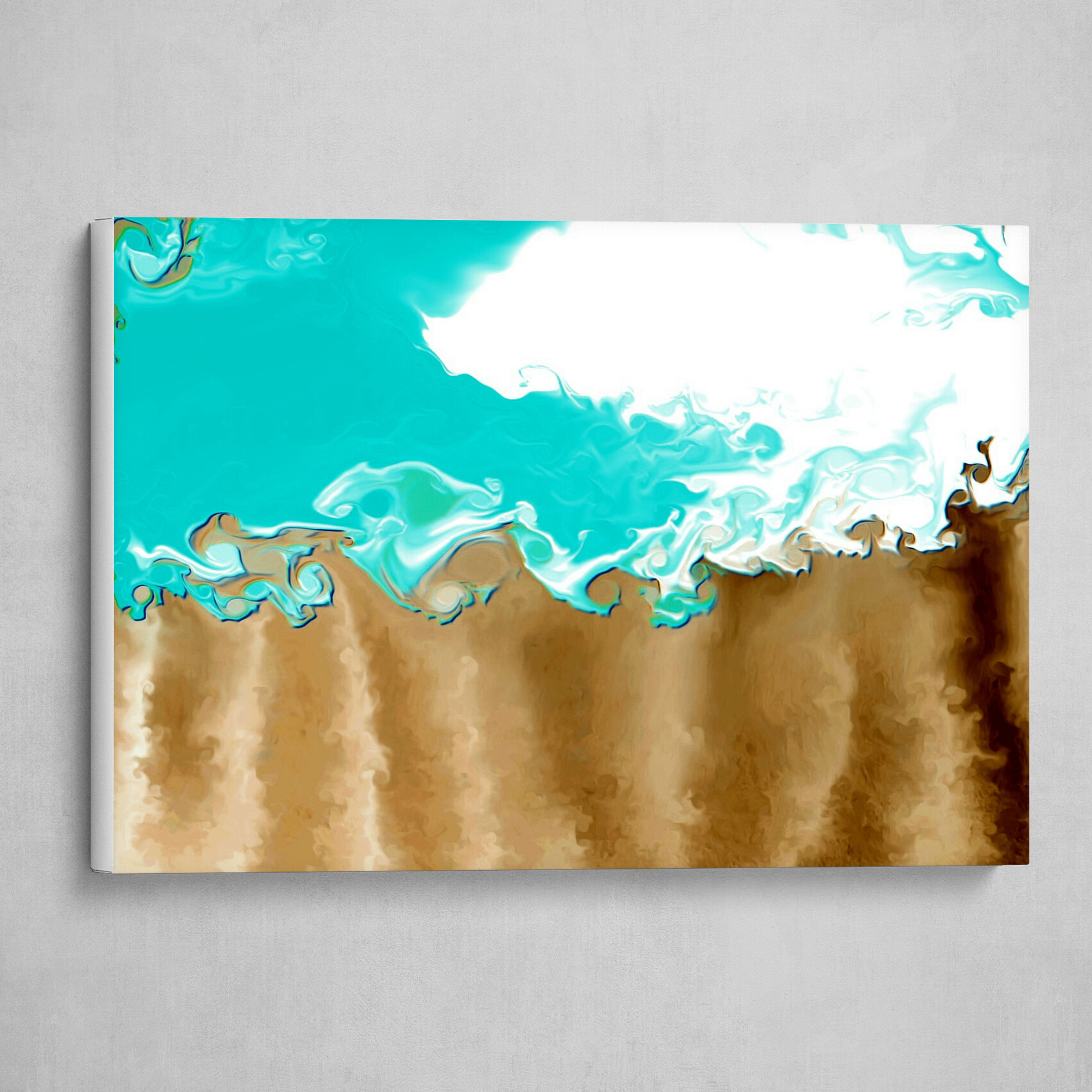 Blue and White fluid pour Beach abstract art 5