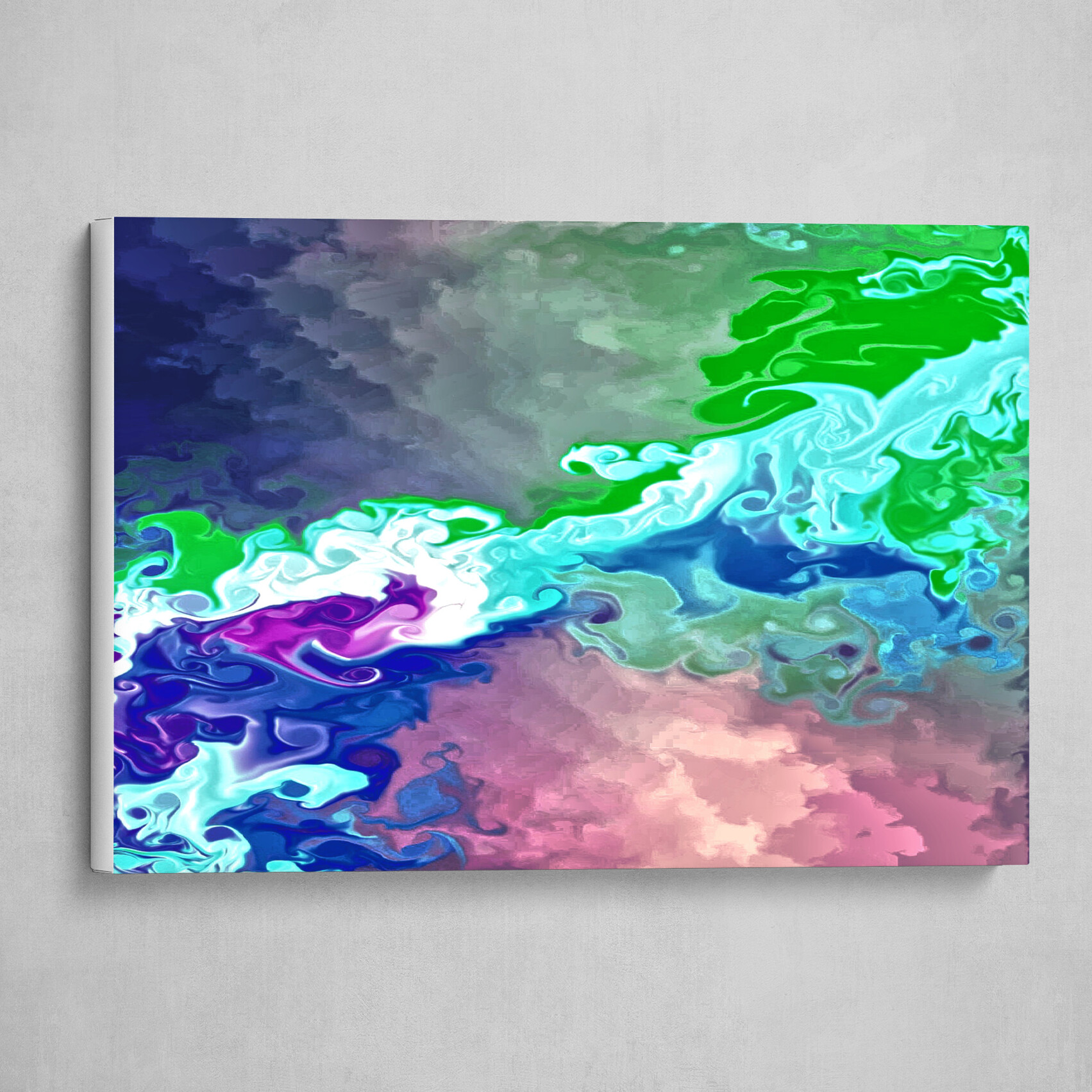Purple Blue and Green fluid pour abstract art 1