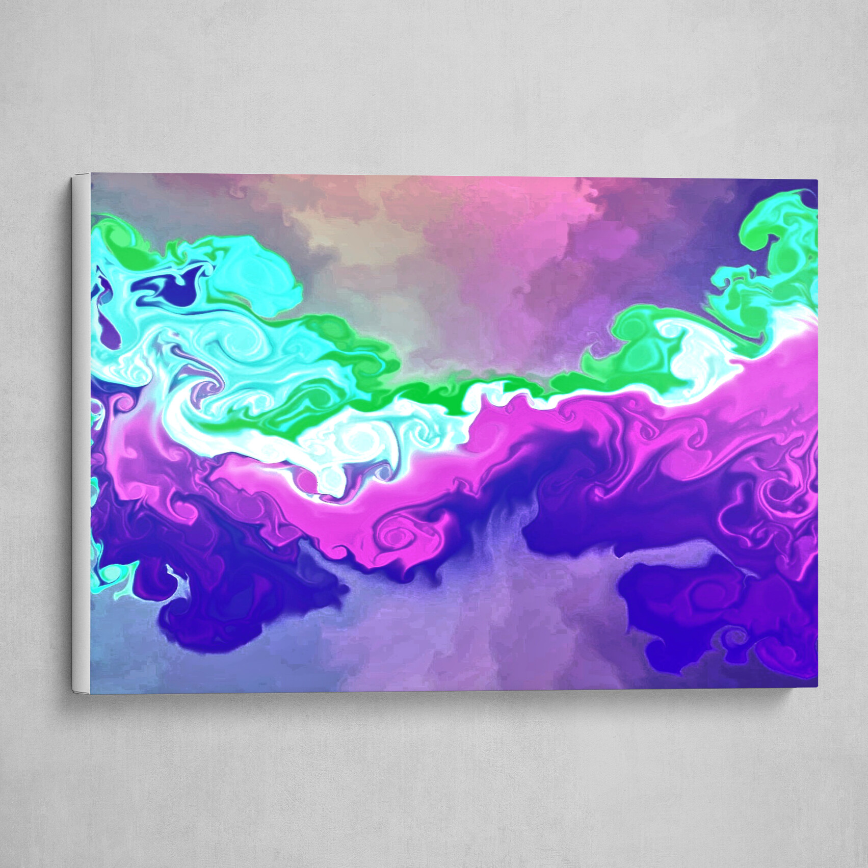 Purple Blue and Green fluid pour abstract art 3
