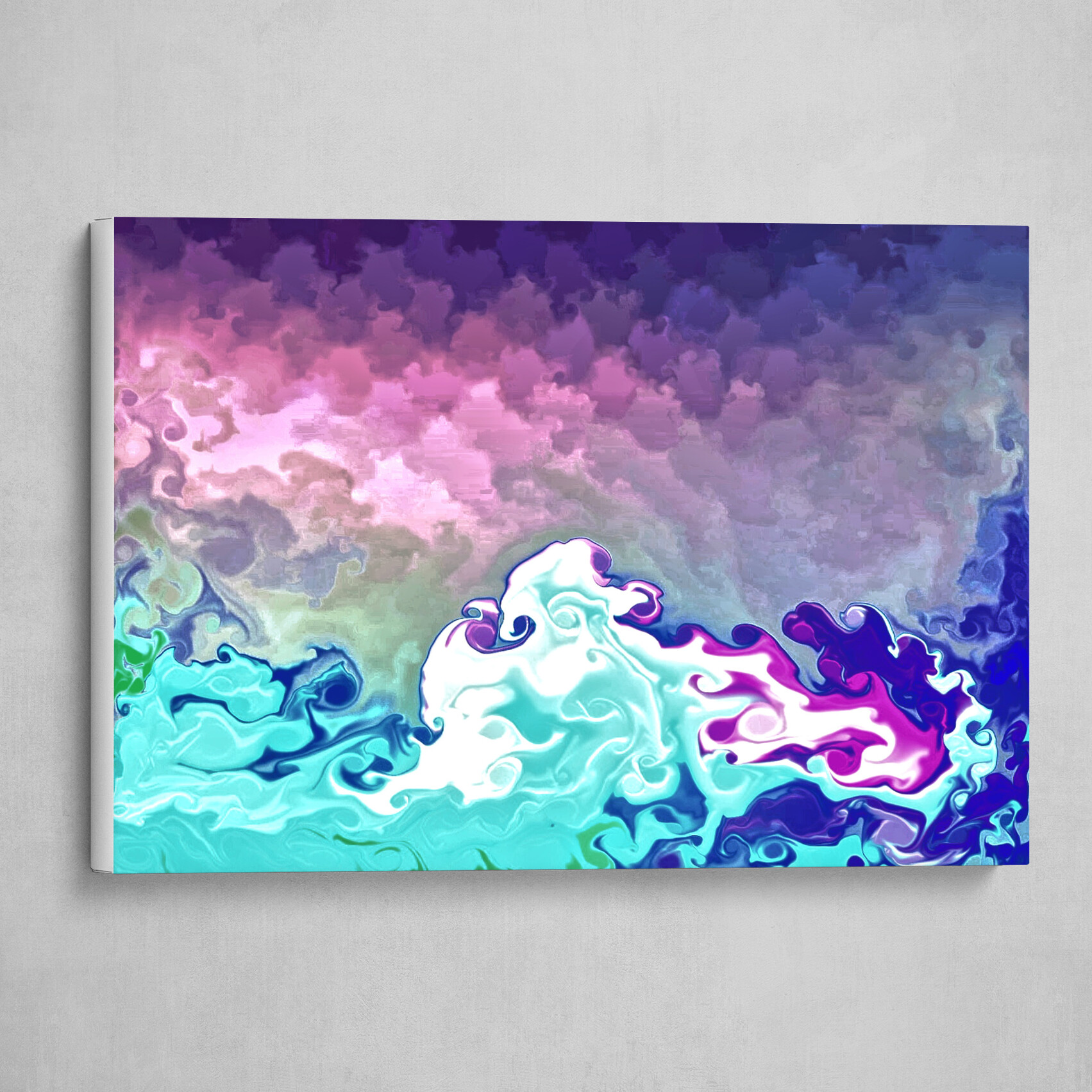 Purple Blue and Green fluid pour abstract art 5