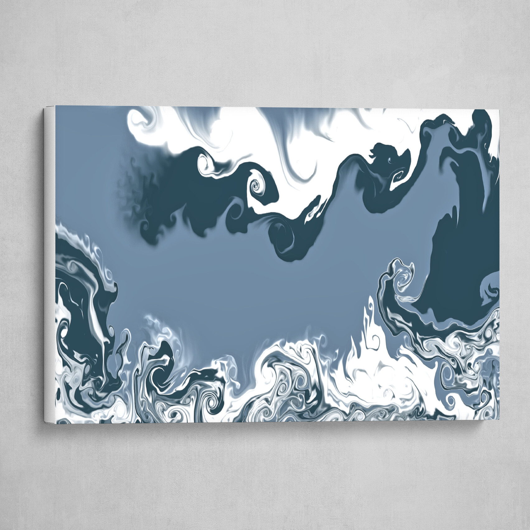 Dark Blue and White fluid pour abstract art 2