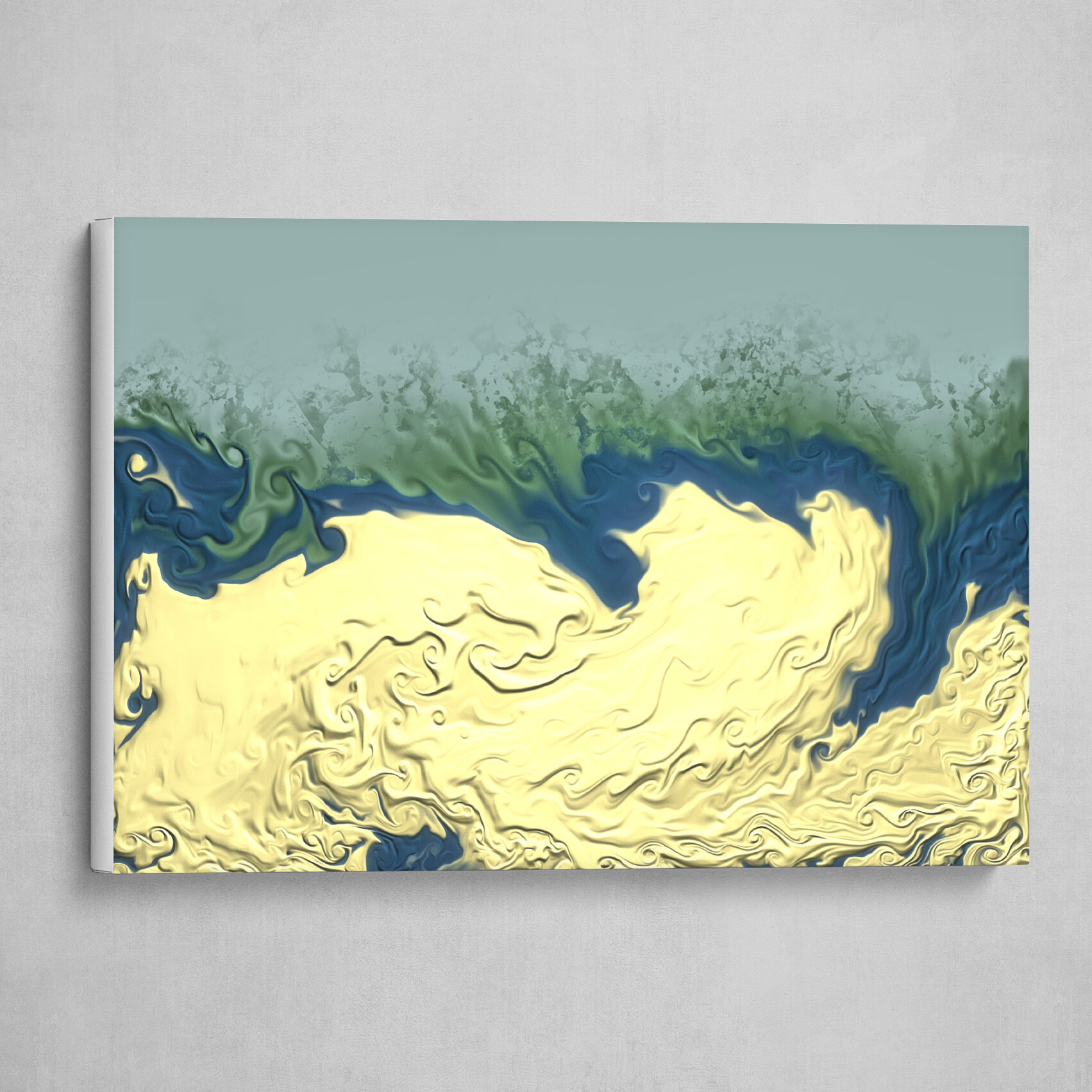 Green Blue and Yellow fluid pour abstract art 2