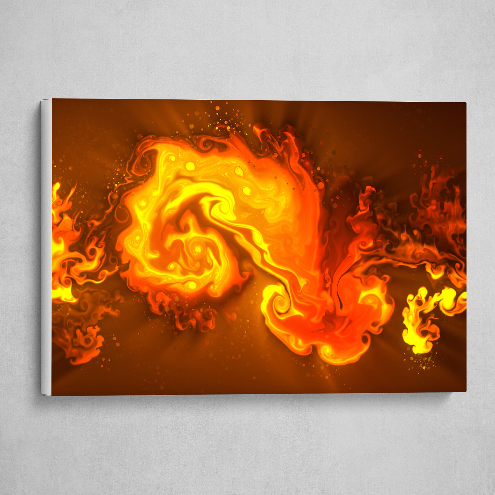 Orange fluid pour abstract art 2