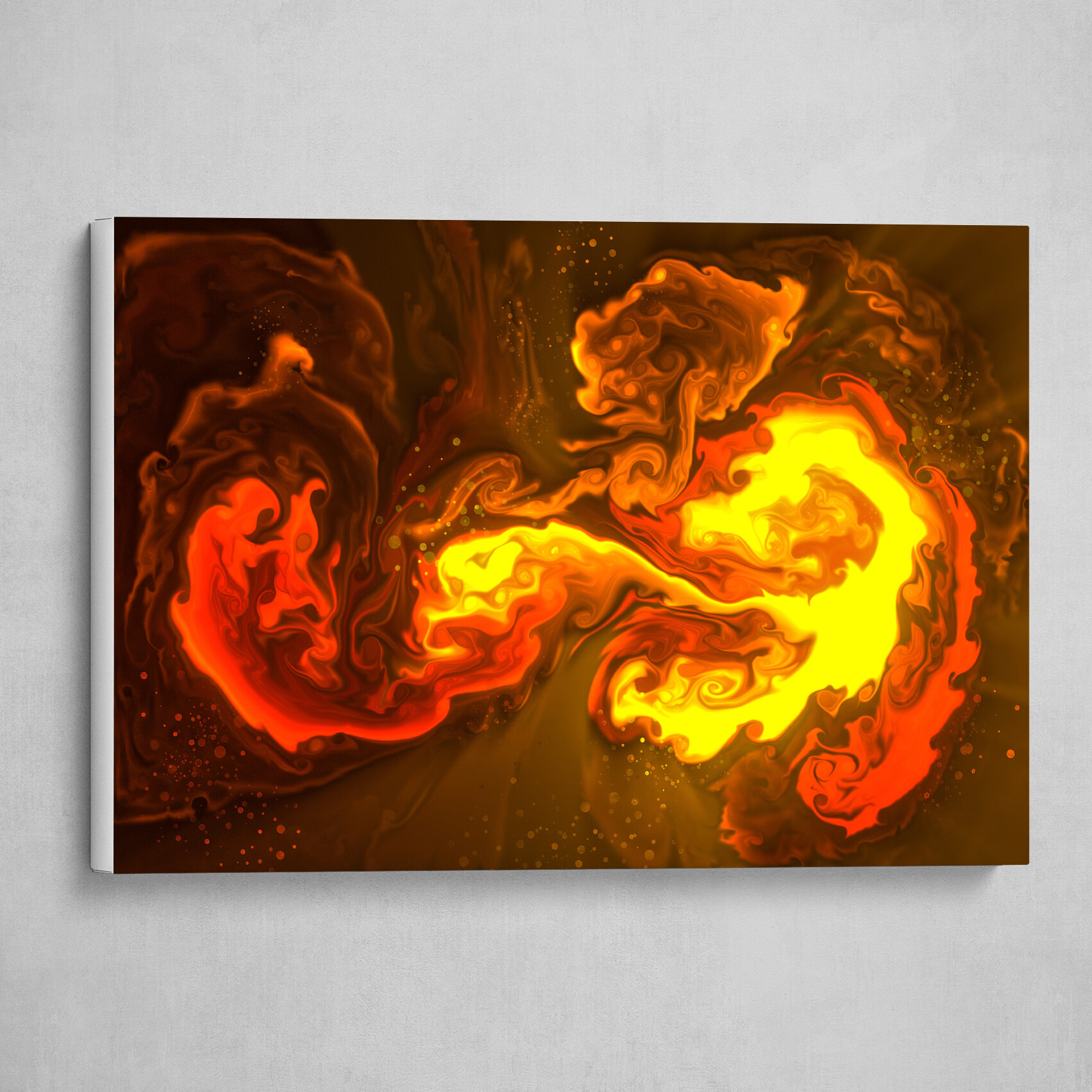 Orange fluid pour abstract art 4