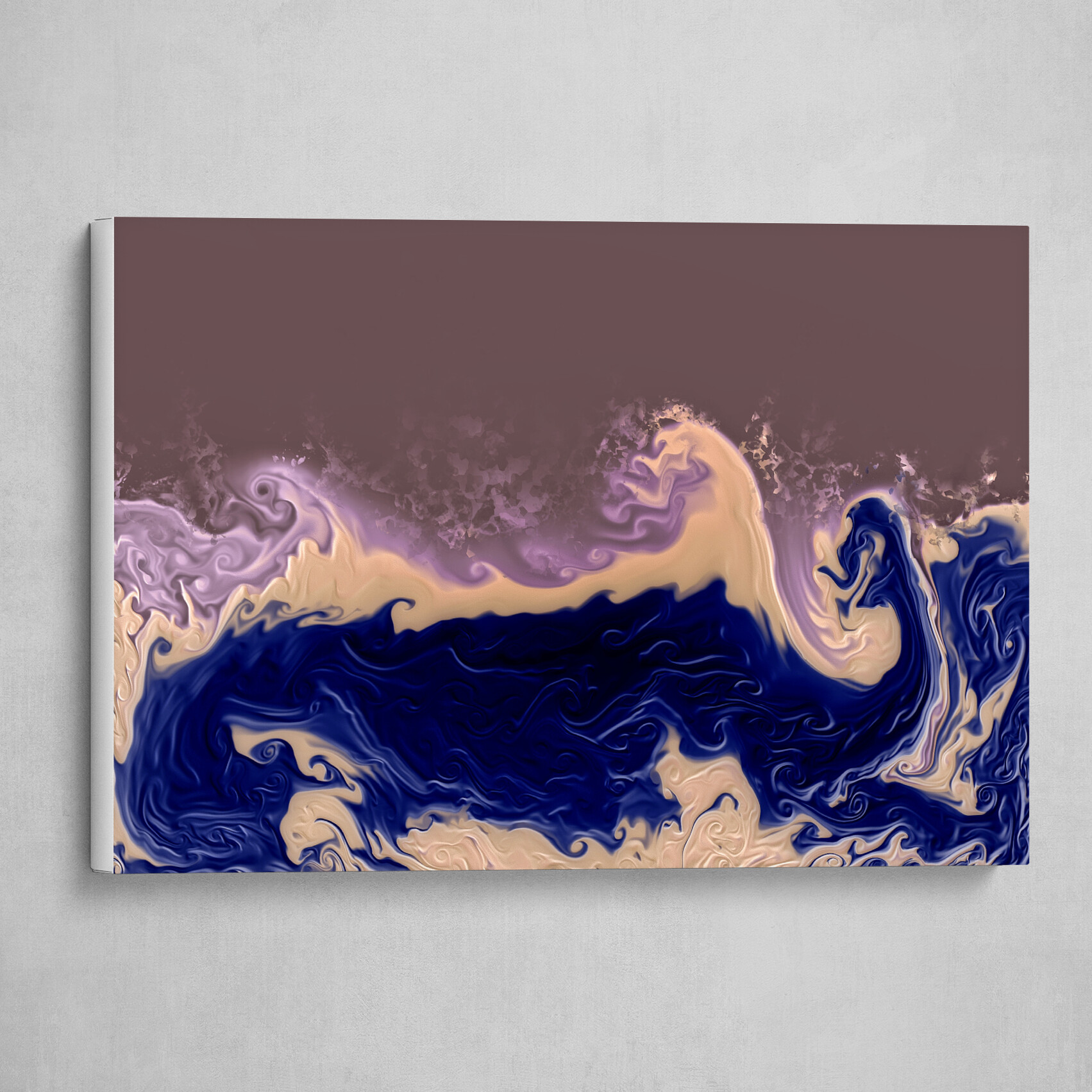 Purple Blue and Tan fluid pour abstract art 4