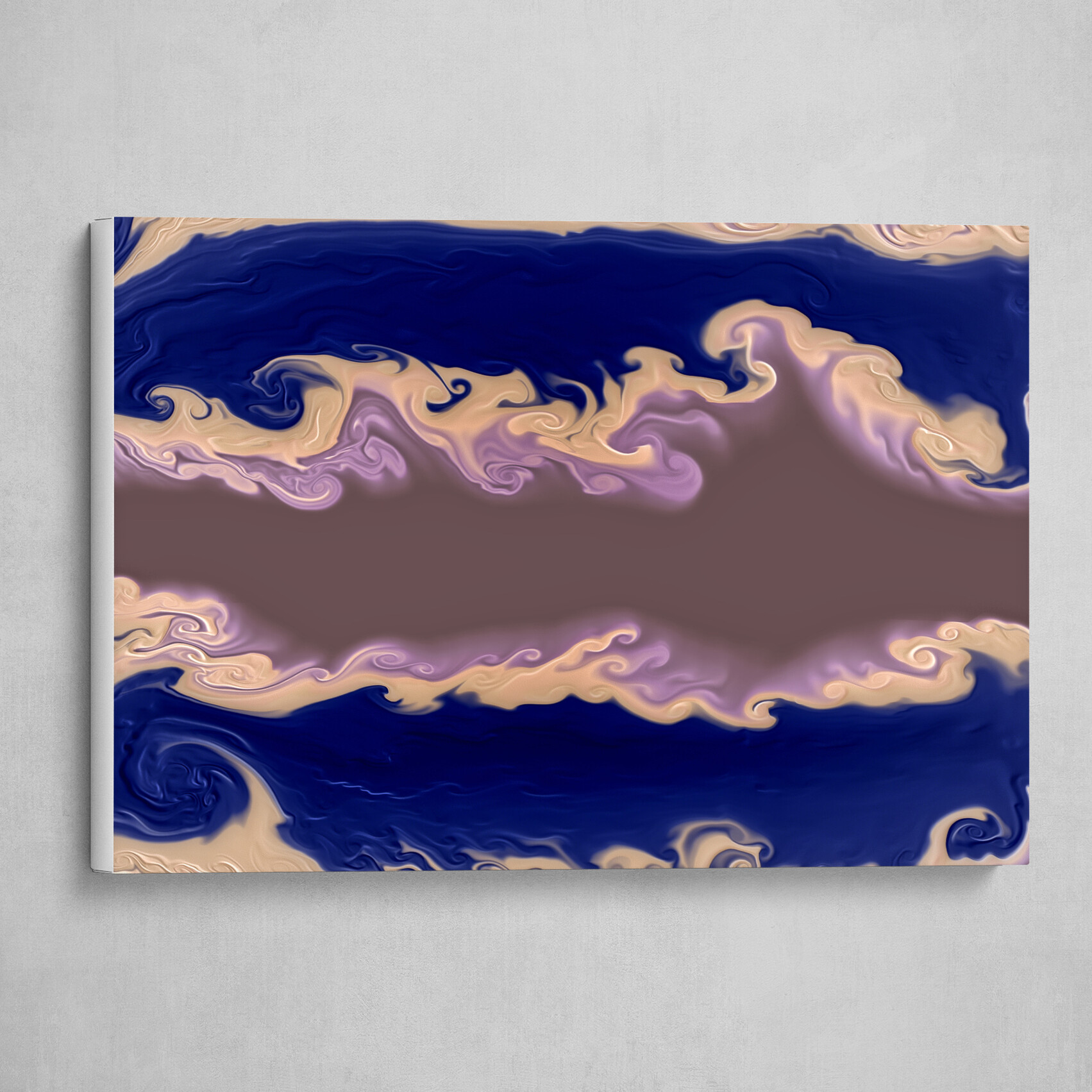 Purple Blue and Tan fluid pour abstract art 3