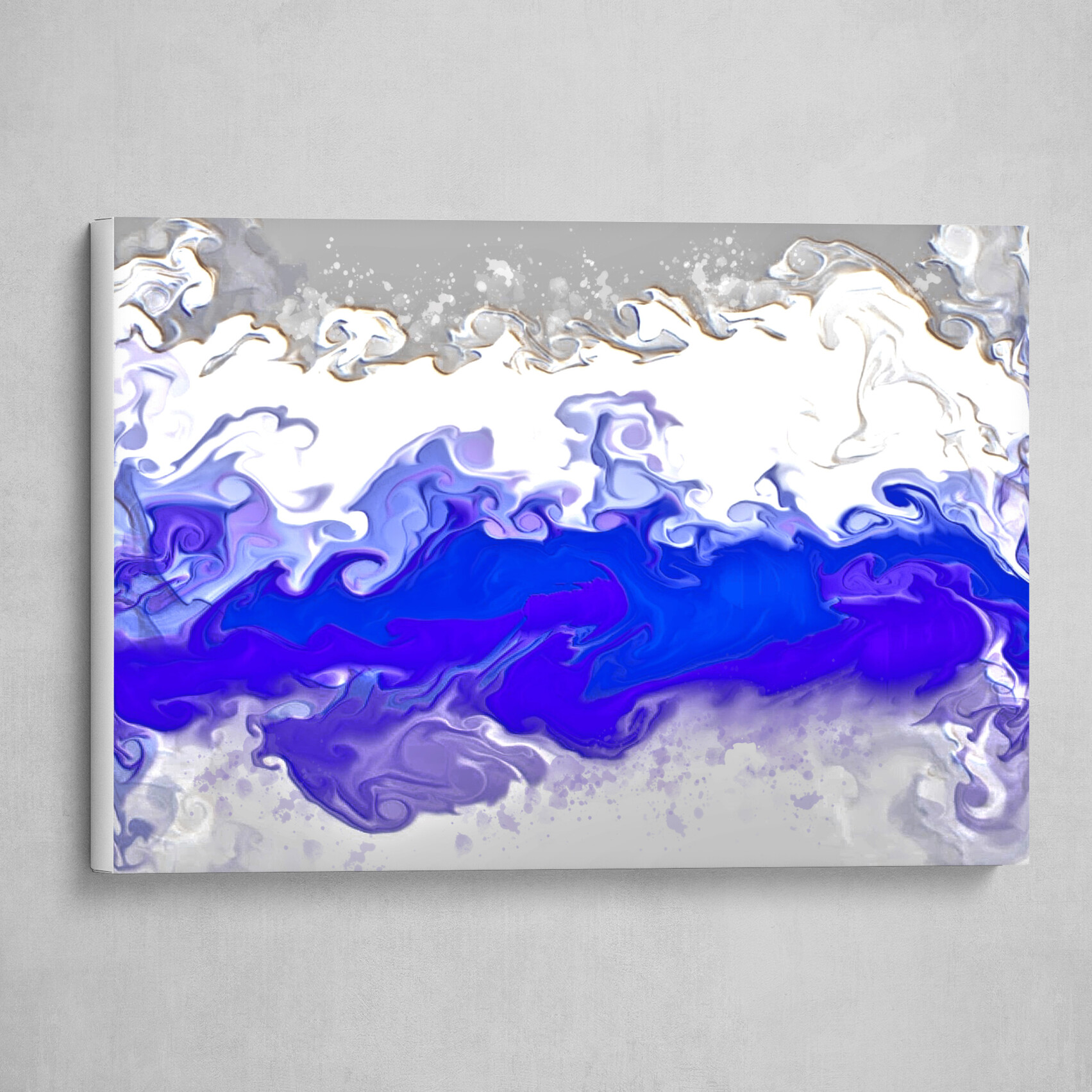 Blue White and Pink fluid pour abstract 1