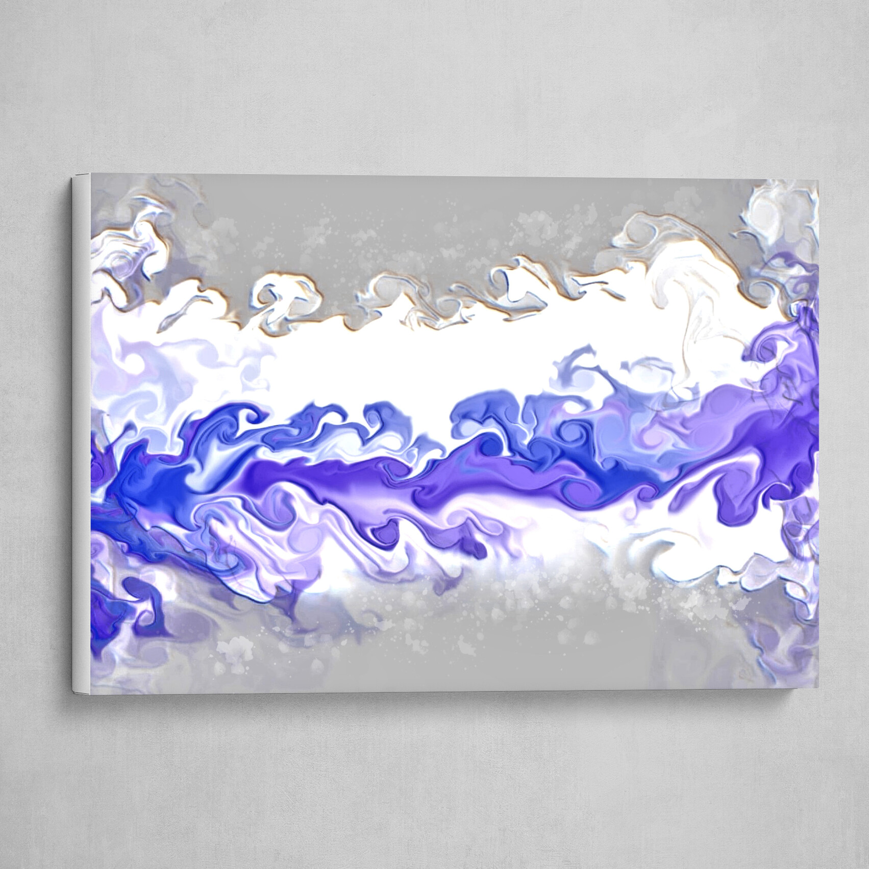 Blue White and Pink fluid pour abstract 5