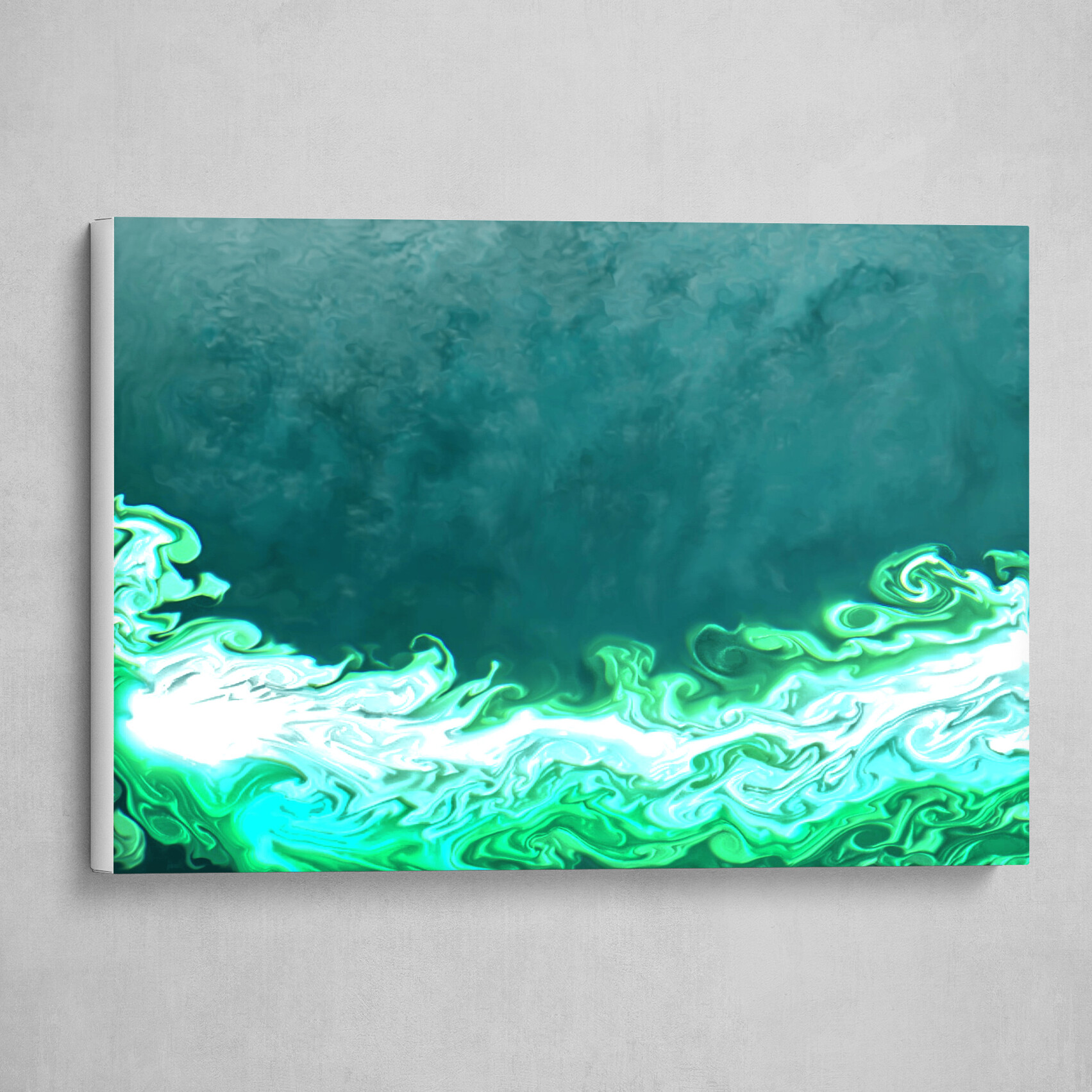 Green and Blue fluid pour abstract 2
