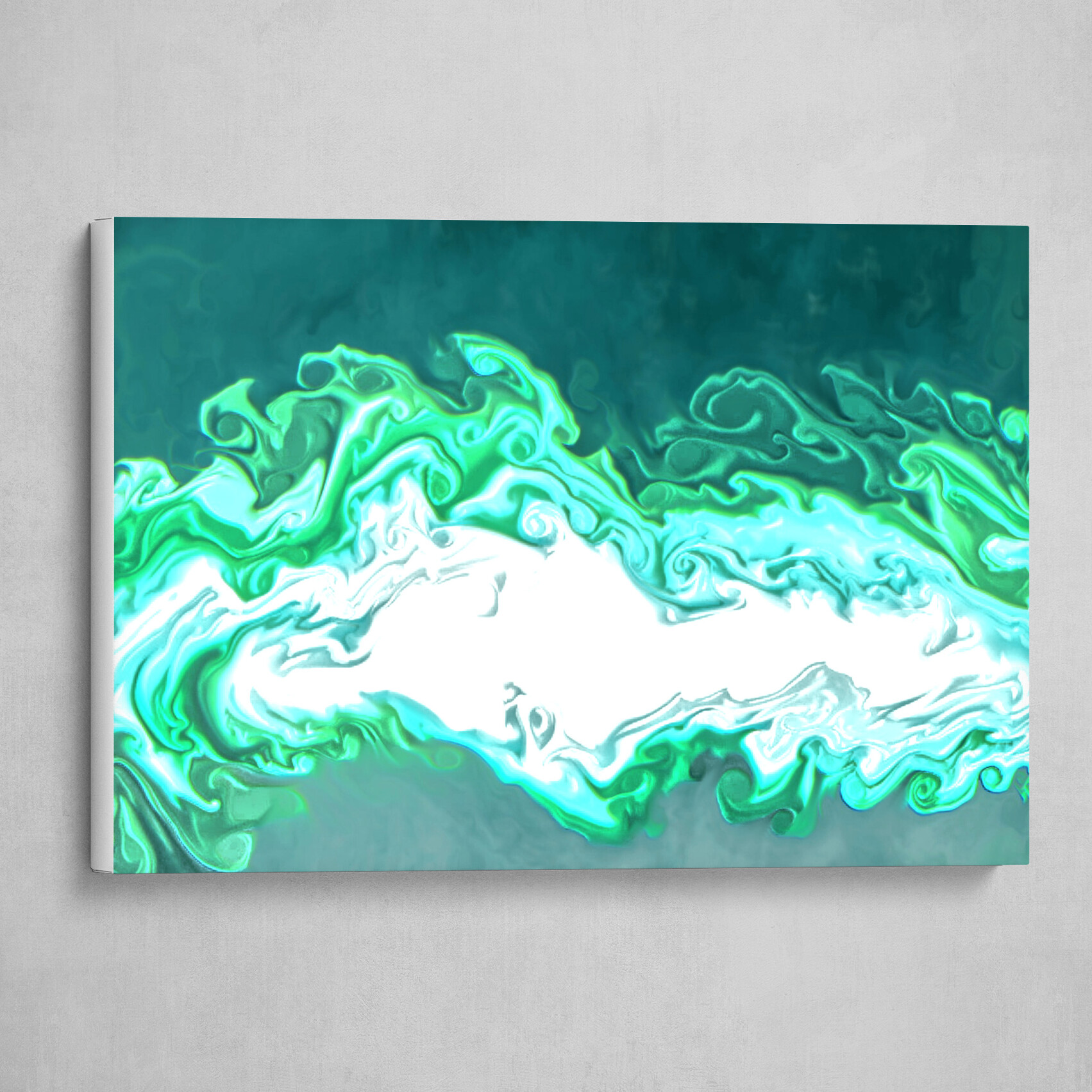 Green and Blue fluid pour abstract 4