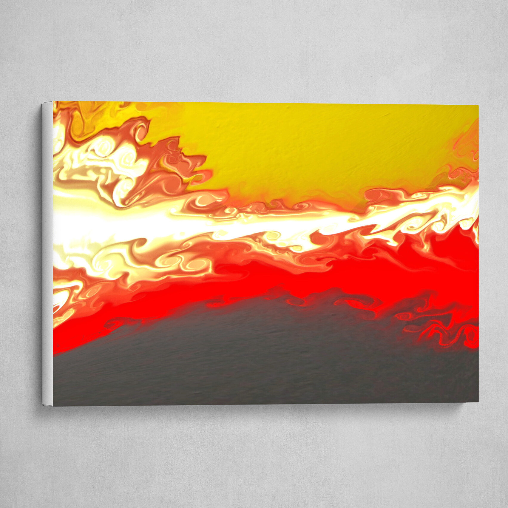 Red Yellow and Gray fluid pour abstract 3