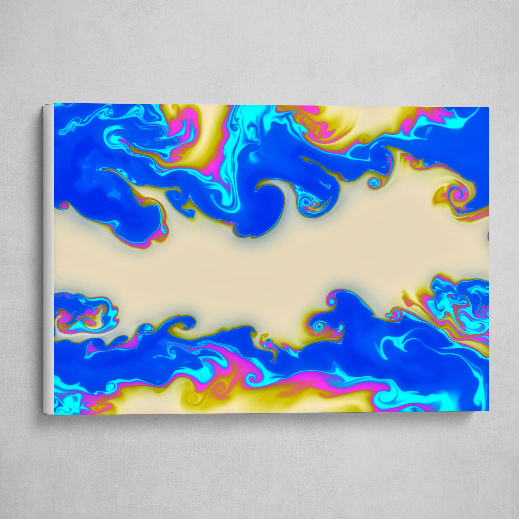 Blue Pink Yellow fluid abstract 1