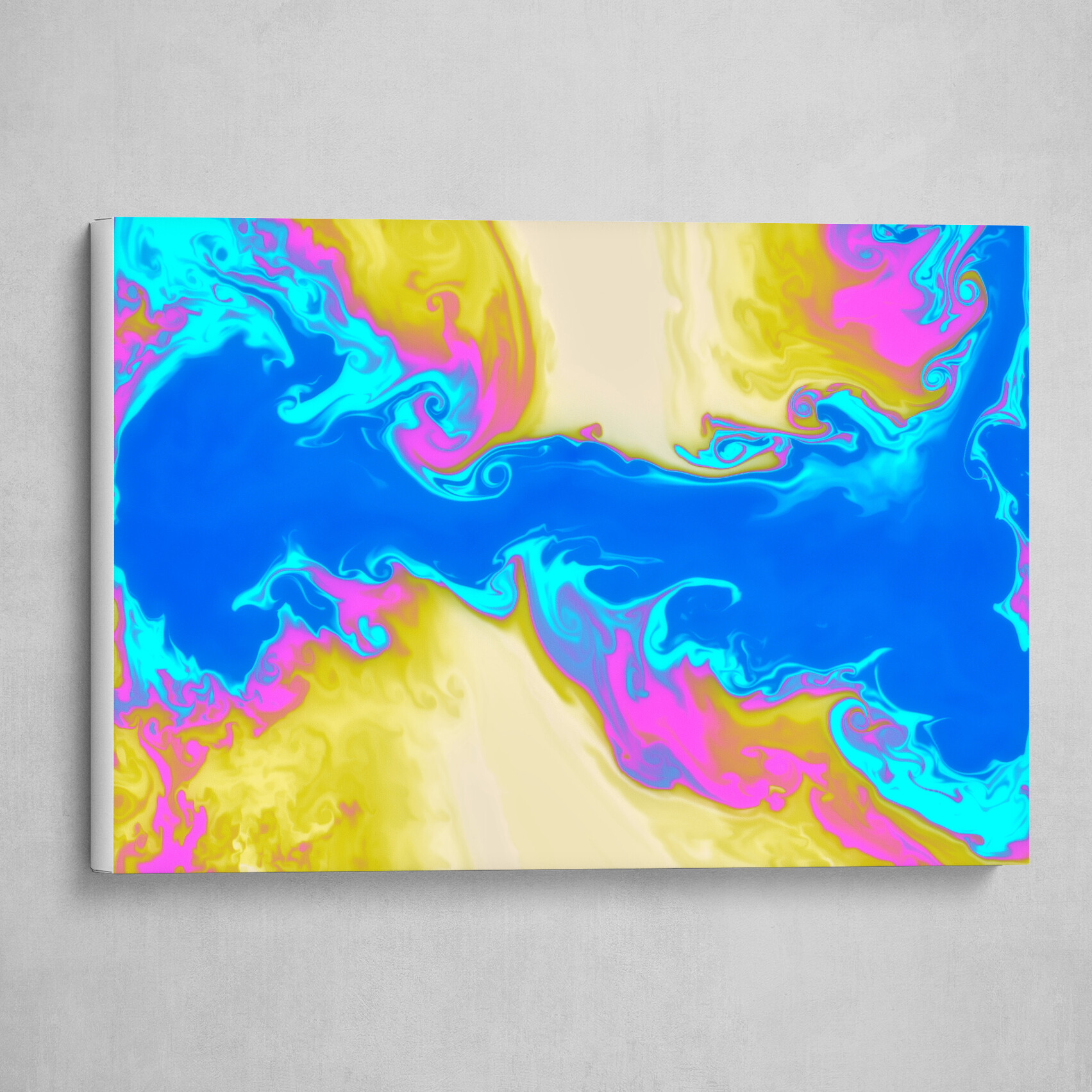 Blue Pink Yellow fluid abstract 3