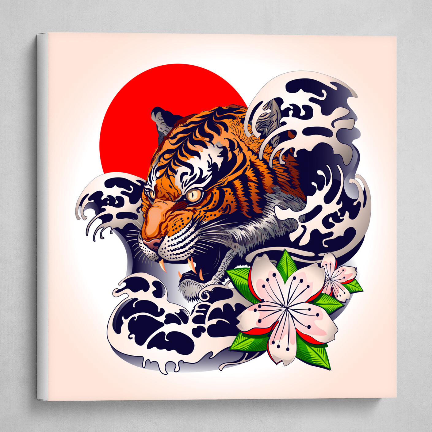 Traditional Japanese Tiger Flower Clouds Tattoo Stock Vector (Royalty Free)  1677630763 | Shutterstock