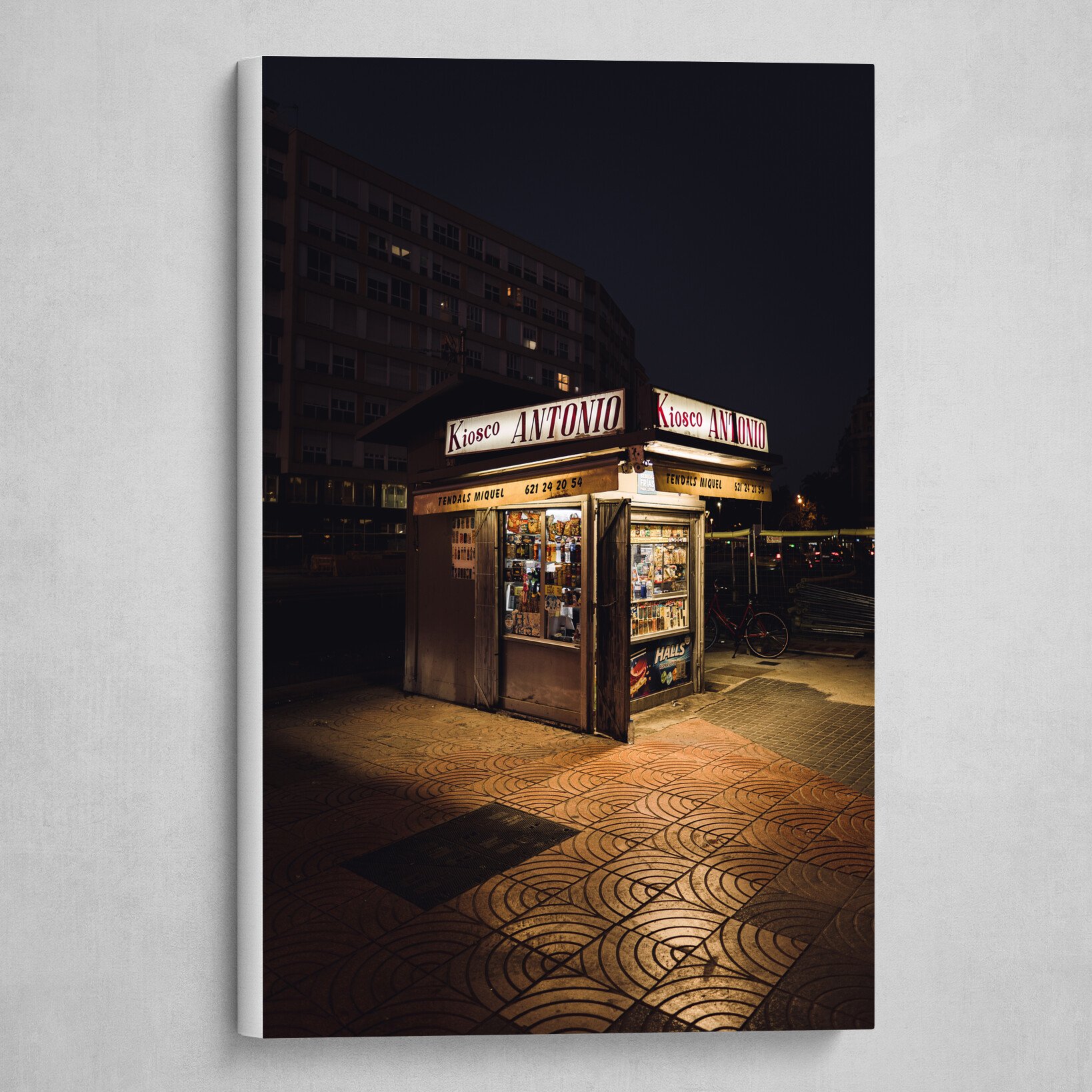 Barcelona Cosy Kiosk Night Photography Print