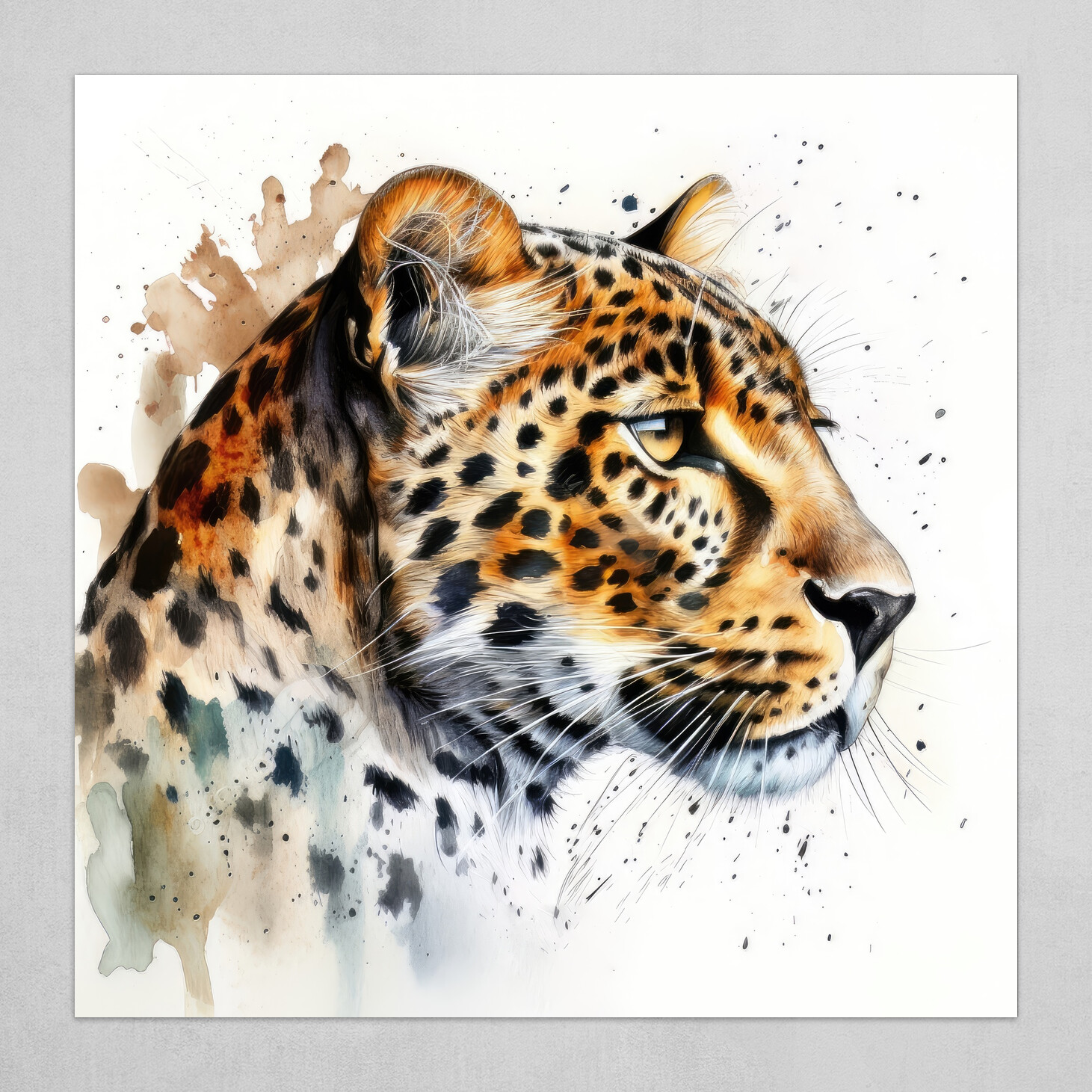 ArtStation - Leopard Animal Portrait Watercolor Painting