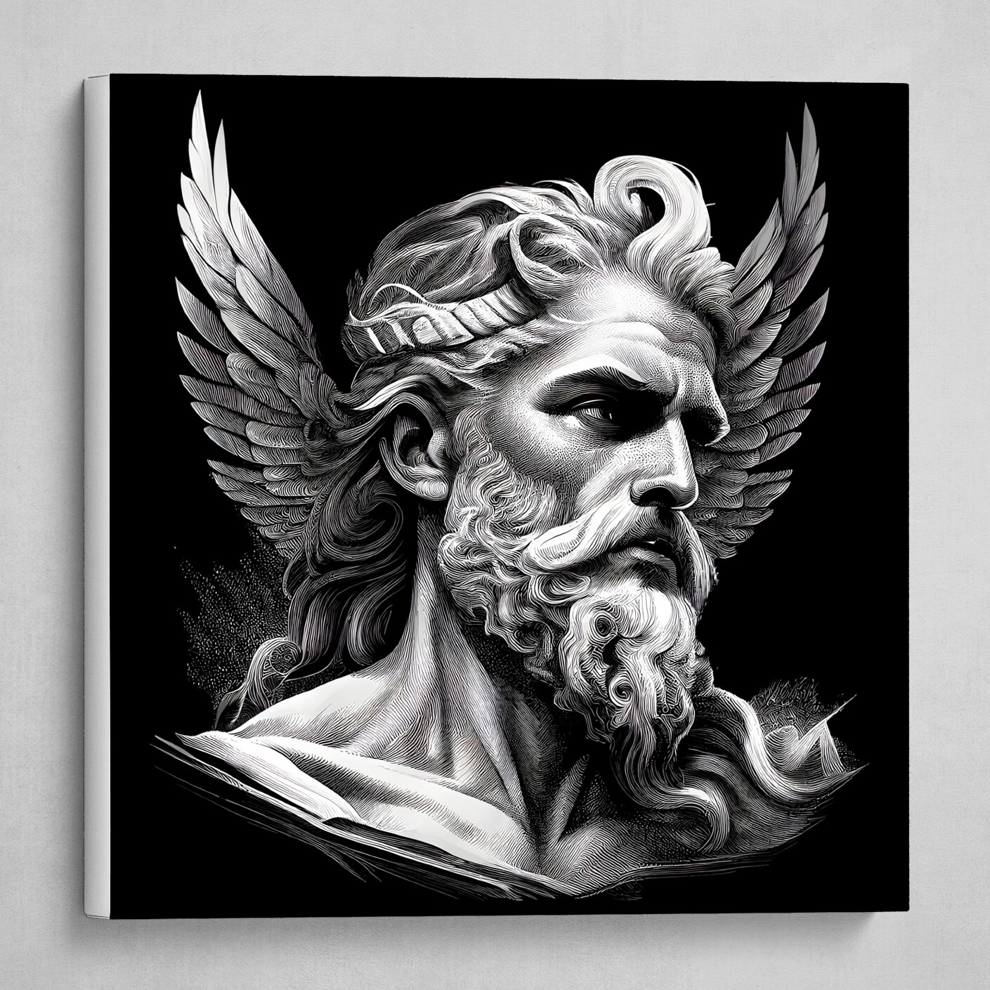 Greek Sky Lord Zeus - Black and White Art