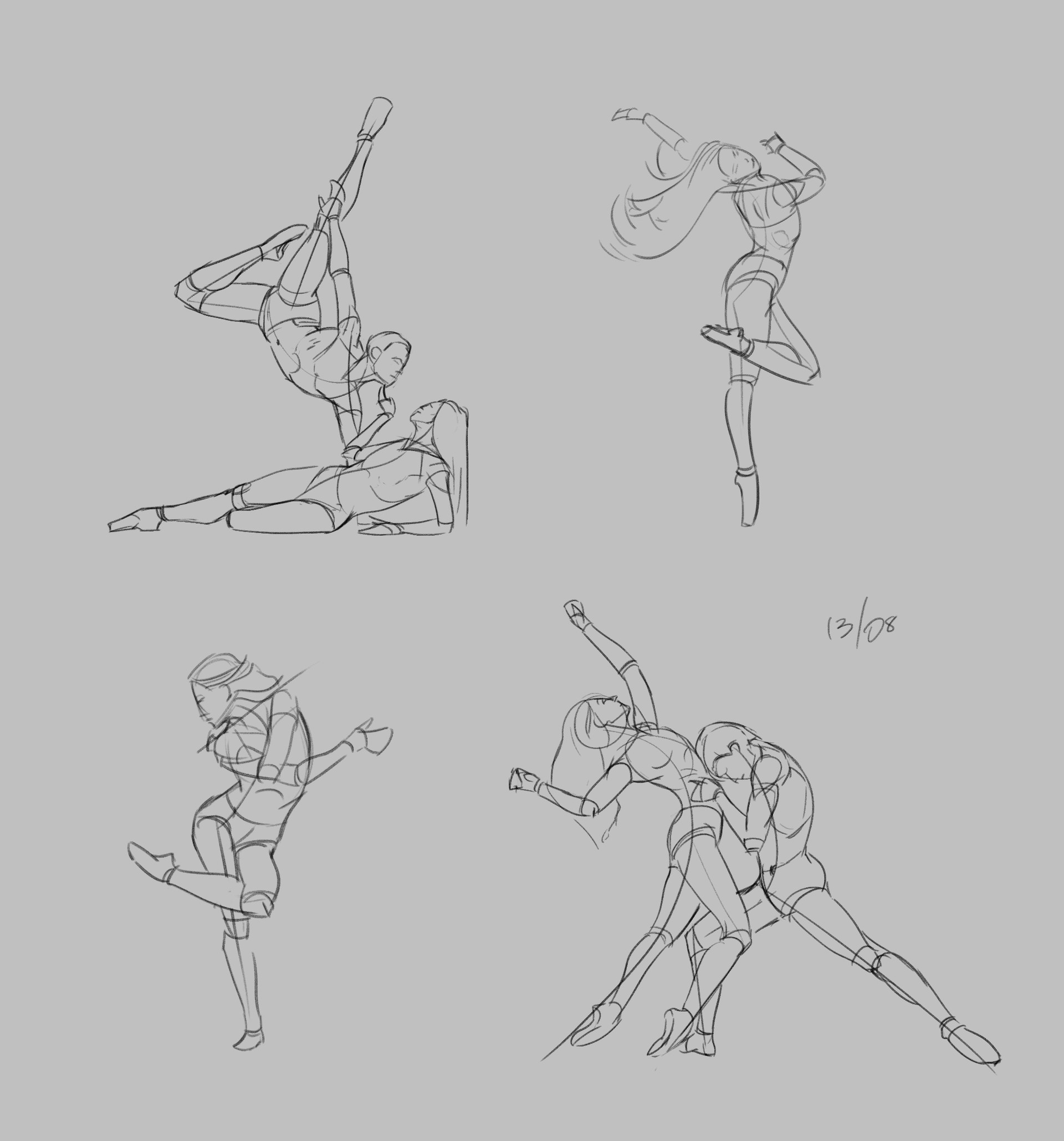 ArtStation - Couple more dance pose sketches.