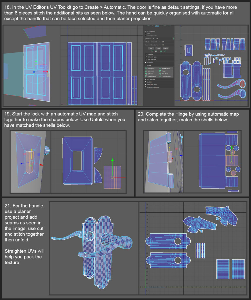 ArtStation - Game Ready Door Tutorial part 2 – Maya Quad Draw, UV mapping  and Baking in Substance Painter