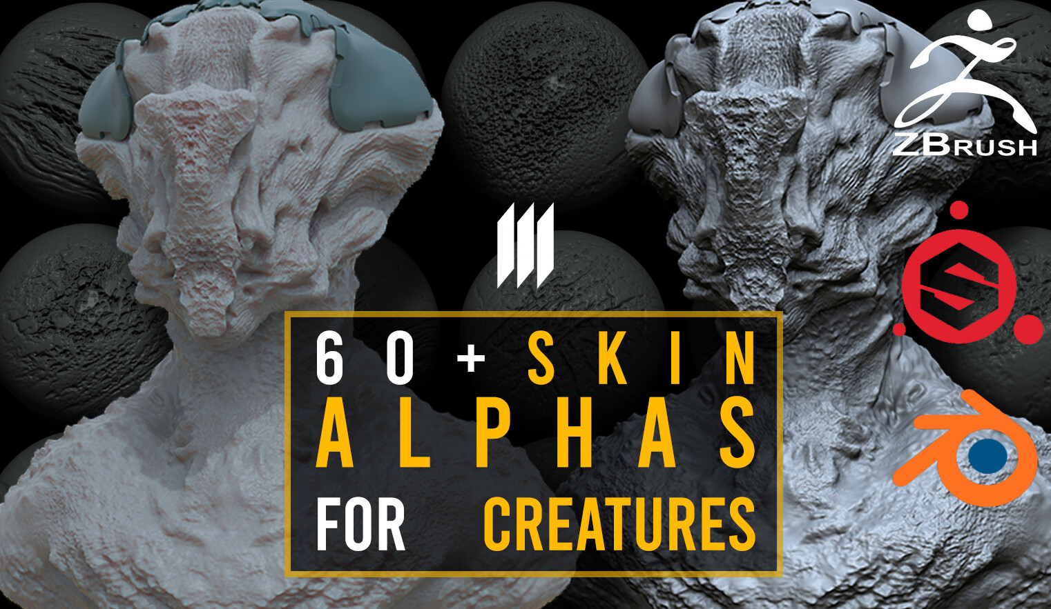 ArtStation - 60 Skin Alphas For Creatures / Zbrush / Substance Painter ...