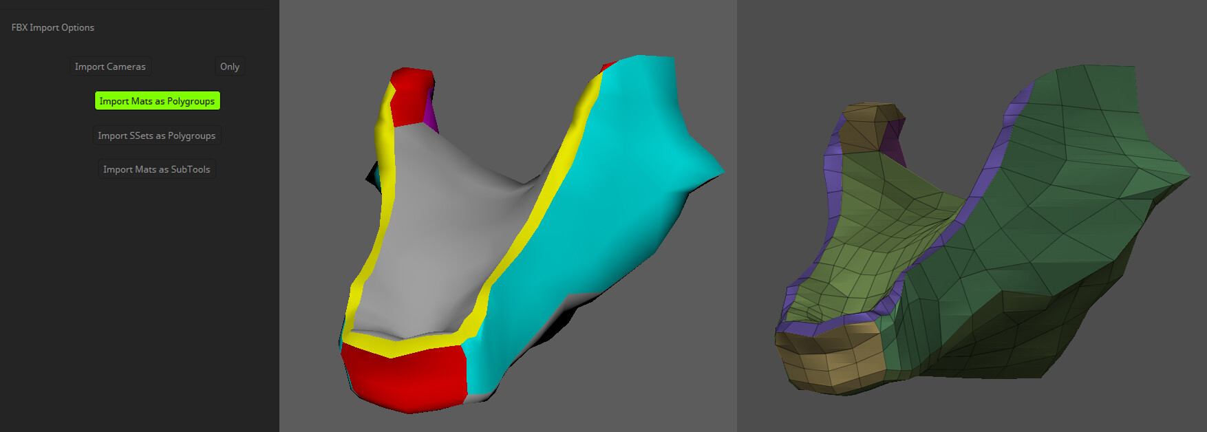 ArtStation Export polygroups from maya to Zbrush