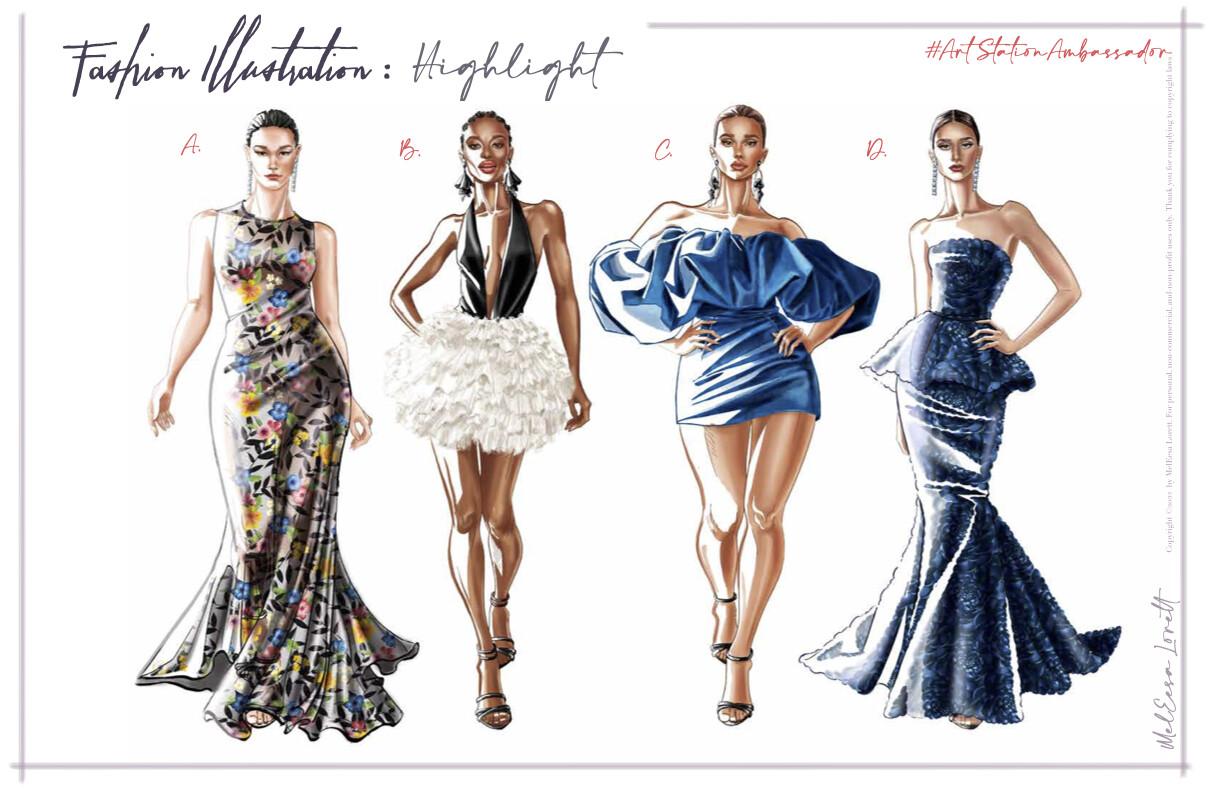 Fashion Illustrations Dresses