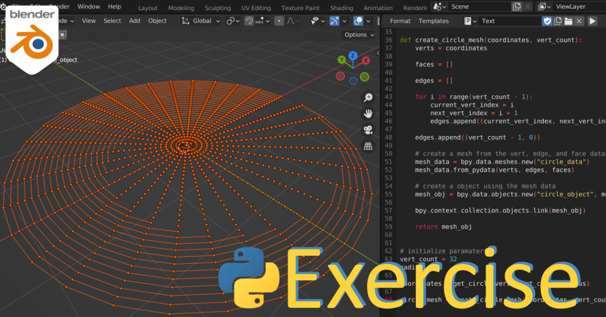 ArtStation - Beginner Blender Python Exercise: Circle mesh from scratch ...