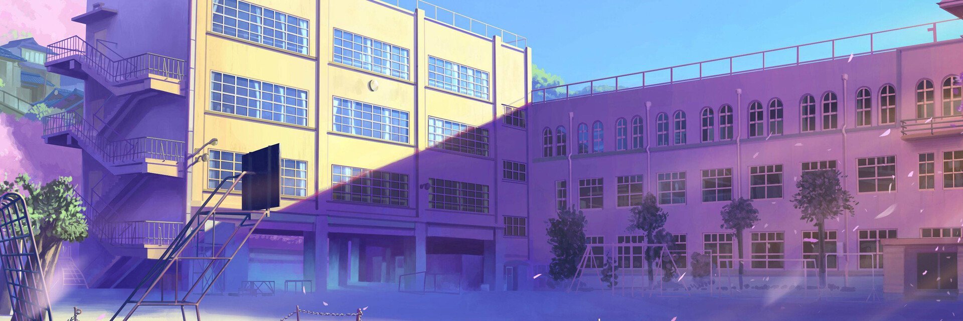 Крыша японской школы аниме